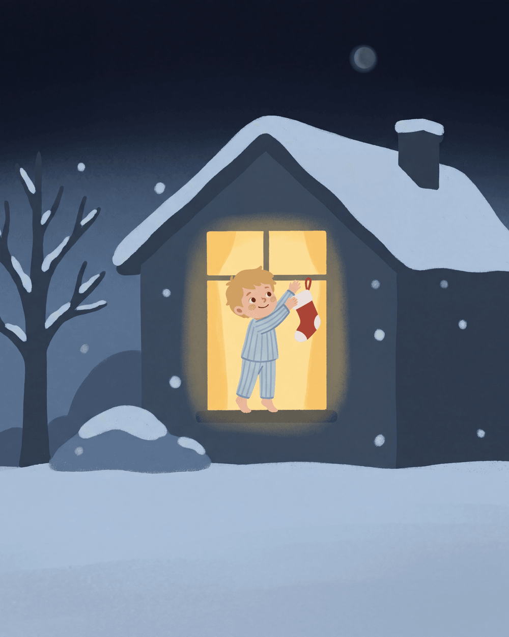 Cover of Christmas Eve at Our House — a storybook in the Quiet Bedtime Lullaby style.